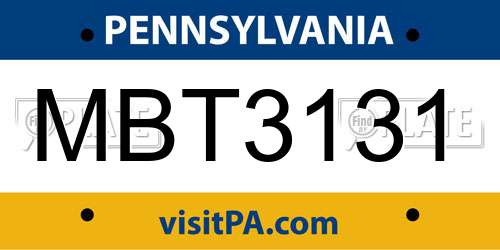MBT3131 Pennsylvania License Plate