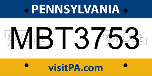 MBT3753 Pennsylvania License Plate