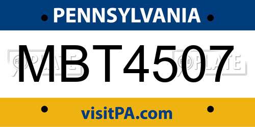 MBT4507 Pennsylvania License Plate