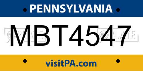 MBT4547 Pennsylvania License Plate