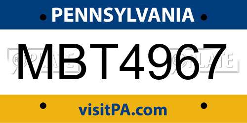 MBT4967 Pennsylvania License Plate