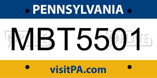 MBT5501 Pennsylvania License Plate