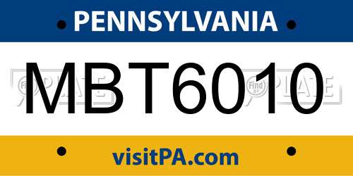 MBT6010 Pennsylvania License Plate