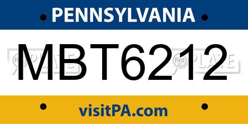 MBT6212 Pennsylvania License Plate