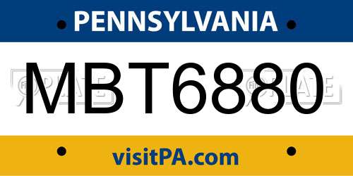MBT6880 Pennsylvania License Plate