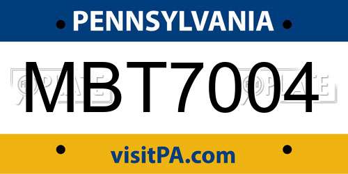 MBT7004 Pennsylvania License Plate