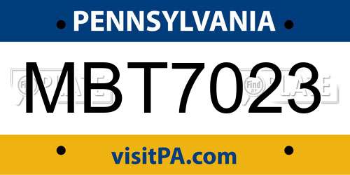MBT7023 Pennsylvania License Plate