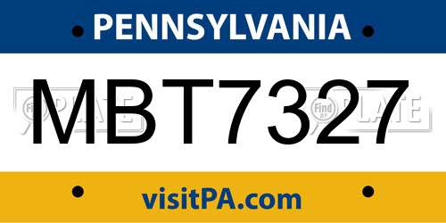 MBT7327 Pennsylvania License Plate