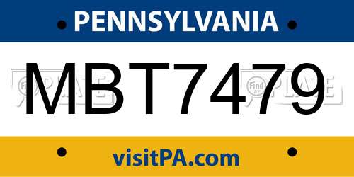 MBT7479 Pennsylvania License Plate