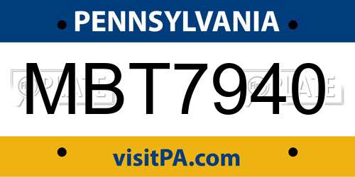 MBT7940 Pennsylvania License Plate