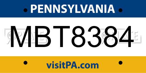 MBT8384 Pennsylvania License Plate
