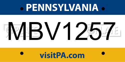 MBV1257 Pennsylvania License Plate