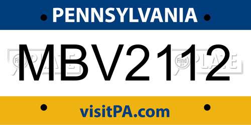 MBV2112 Pennsylvania License Plate