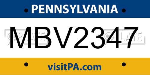 MBV2347 Pennsylvania License Plate