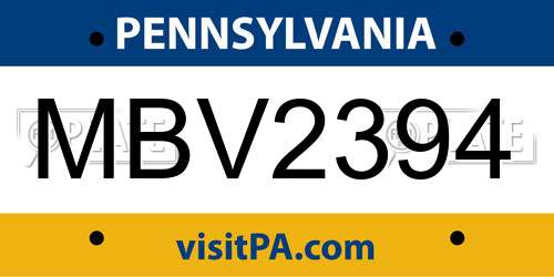 MBV2394 Pennsylvania License Plate