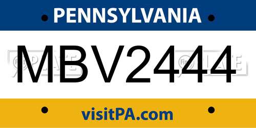 MBV2444 Pennsylvania License Plate