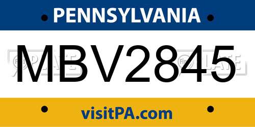 MBV2845 Pennsylvania License Plate