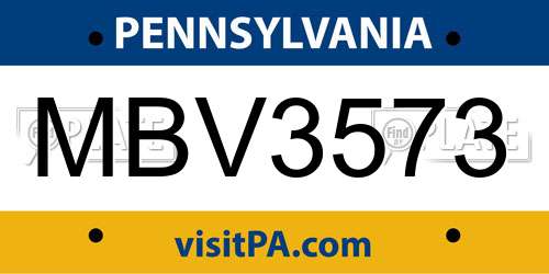 MBV3573 Pennsylvania License Plate