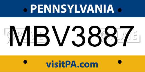MBV3887 Pennsylvania License Plate