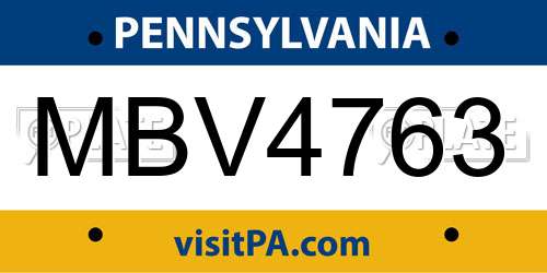 MBV4763 Pennsylvania License Plate