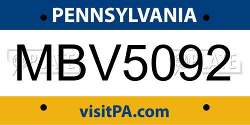 MBV5092 Pennsylvania License Plate