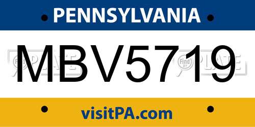 MBV5719 Pennsylvania License Plate