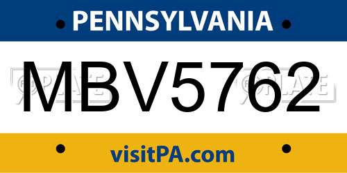 MBV5762 Pennsylvania License Plate