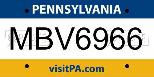 MBV6966 Pennsylvania License Plate
