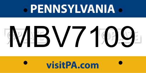 MBV7109 Pennsylvania License Plate