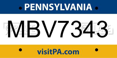 MBV7343 Pennsylvania License Plate