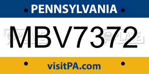 MBV7372 Pennsylvania License Plate