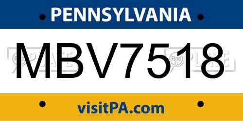 MBV7518 Pennsylvania License Plate
