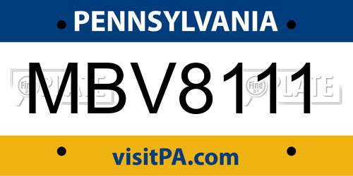 MBV8111 Pennsylvania License Plate