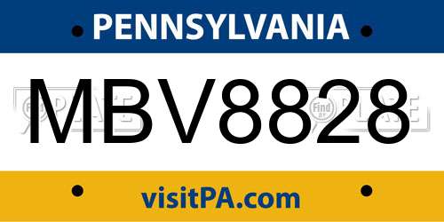 MBV8828 Pennsylvania License Plate