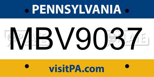 MBV9037 Pennsylvania License Plate