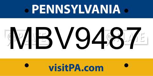 MBV9487 Pennsylvania License Plate