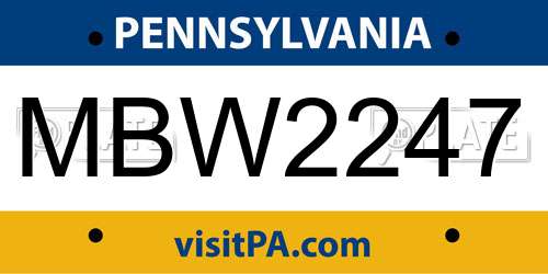 MBW2247 Pennsylvania License Plate