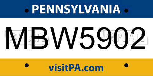 MBW5902 Pennsylvania License Plate