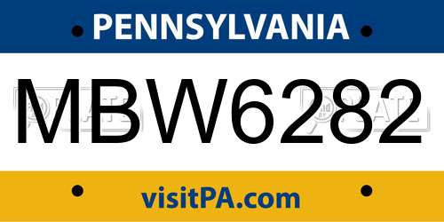 MBW6282 Pennsylvania License Plate