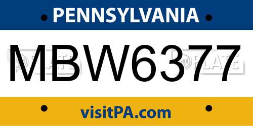 MBW6377 Pennsylvania License Plate