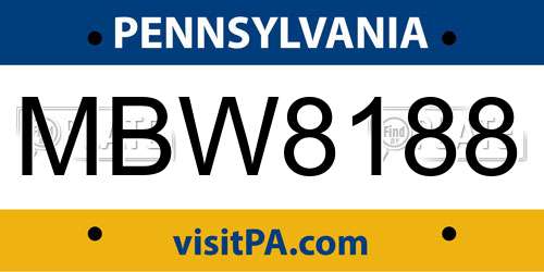 MBW8188 Pennsylvania License Plate
