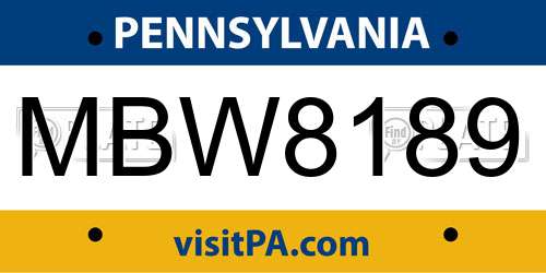 MBW8189 Pennsylvania License Plate