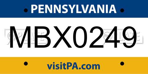 MBX0249 Pennsylvania License Plate