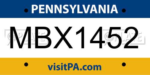 MBX1452 Pennsylvania License Plate