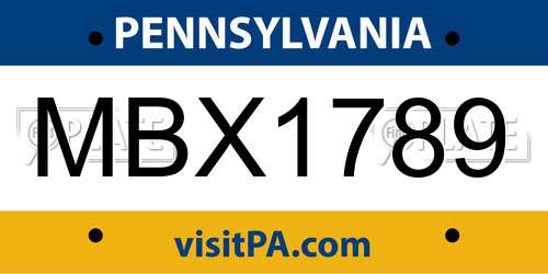 MBX1789 Pennsylvania License Plate