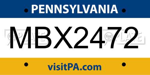 MBX2472 Pennsylvania License Plate