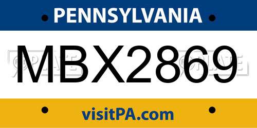 MBX2869 Pennsylvania License Plate