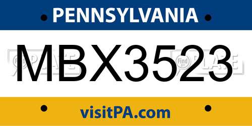 MBX3523 Pennsylvania License Plate