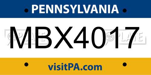 MBX4017 Pennsylvania License Plate