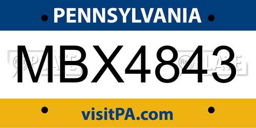 MBX4843 Pennsylvania License Plate